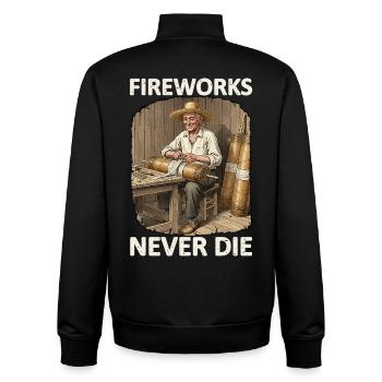 Fireworks Never Die Pyro - Unisex Organic Zip Sweatshirt by Stanley/Stella - black - Back - AI Model Male 185 light (185cm)