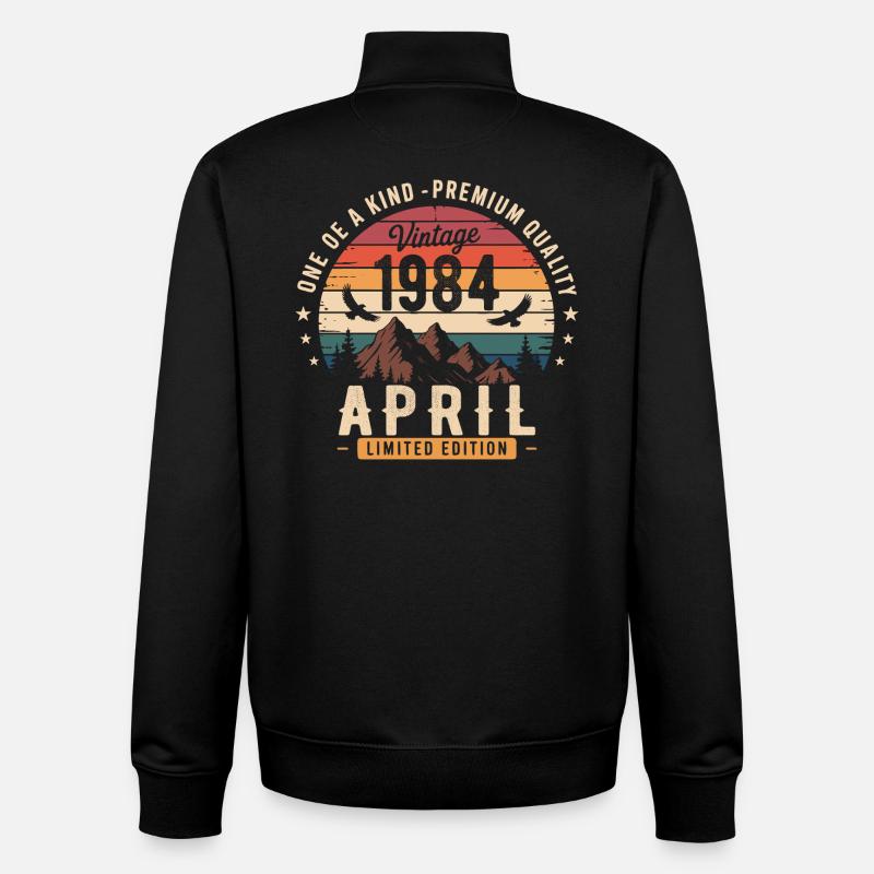 Millésime Anniversaire Avril 1984 April 1984 - Sweat zippé unisexe en coton bio Stanley/Stella - noir