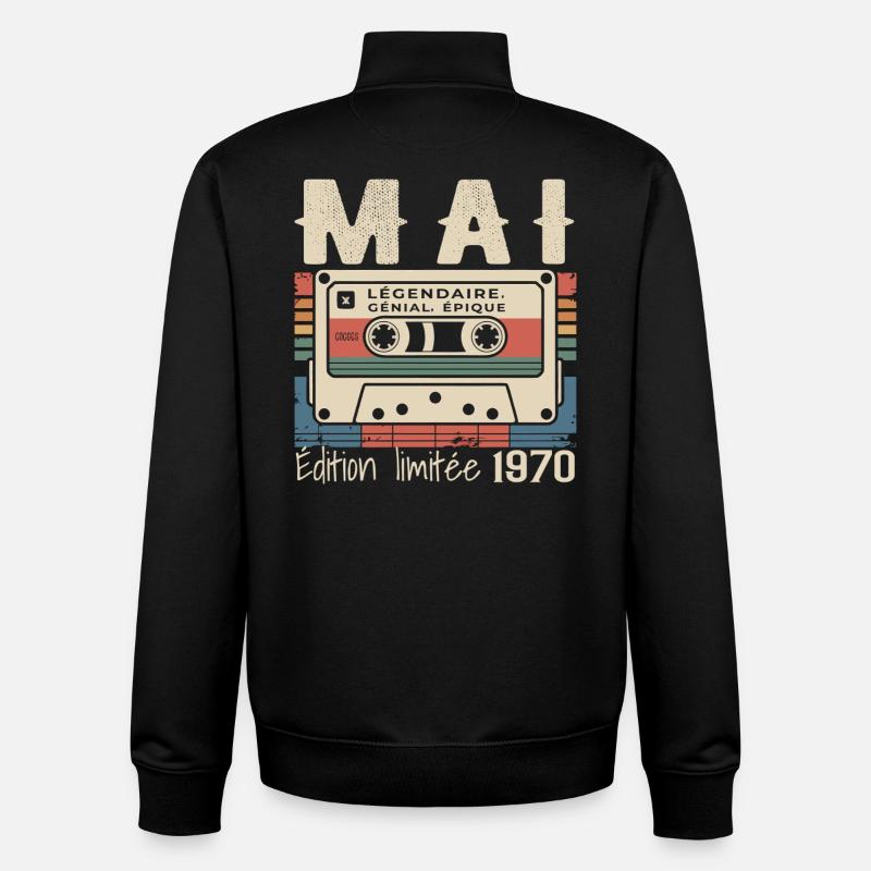 Mai 1983 - Sweat zippé unisexe en coton bio Stanley/Stella - noir