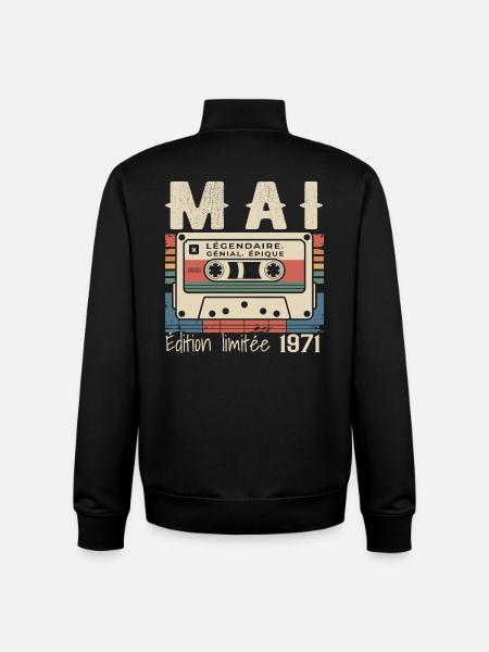 Mai 1983 - Sweat zippé unisexe en coton bio Stanley/Stella - noir