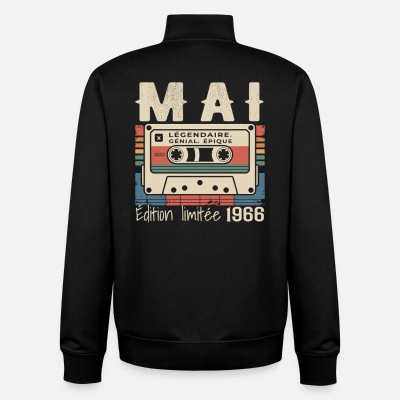 Mai 1966 - Sweat zippé unisexe en coton bio Stanley/Stella - noir