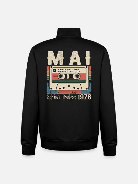 Mai 1976 - Sweat zippé unisexe en coton bio Stanley/Stella - noir