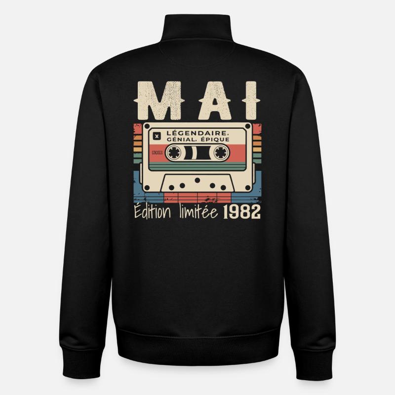 Mai 1982 - Sweat zippé unisexe en coton bio Stanley/Stella - noir