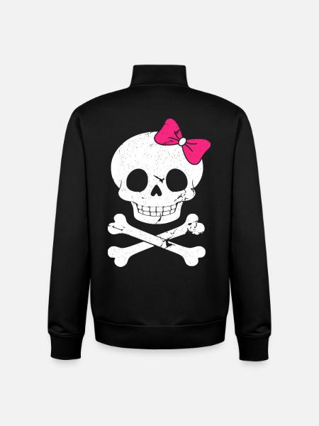 Cute skull with pink bow - Unisex Organic Zip Sweatshirt by Stanley/Stella - black