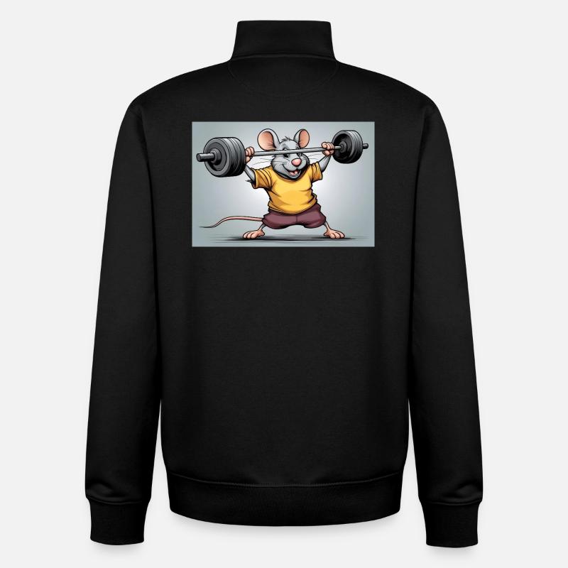 Power mouse during strength training - Unisex Organic Zip Sweatshirt by Stanley/Stella - black