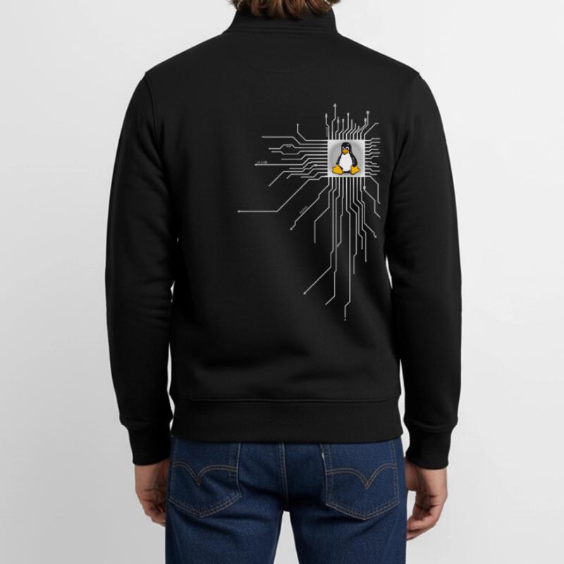 board Penguin Core Heart Computer pc Nerd program Unisex Organic Zip Sweatshirt by Stanley/Stella