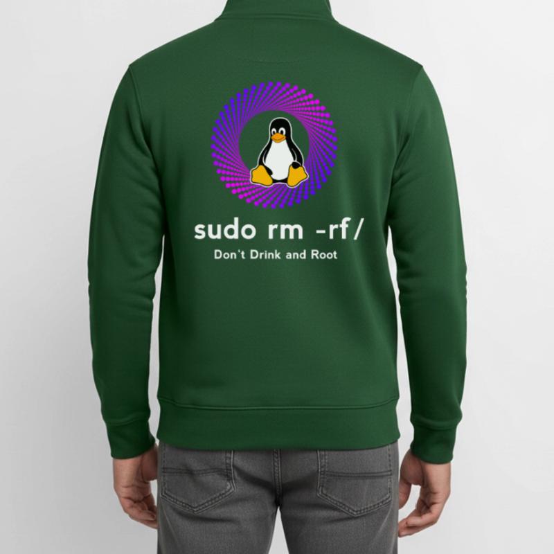 Ordinateur Sys admin Penguin Nerd pc sudo rm -rf cod Sweat zippé unisexe en coton bio Stanley/Stella