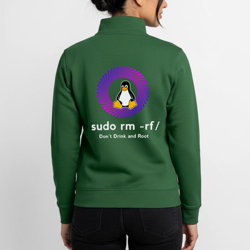 Computer Sys admin Penguin Nerd pc sudo rm -rf cod Unisex Organic Zip Sweatshirt by Stanley/Stella