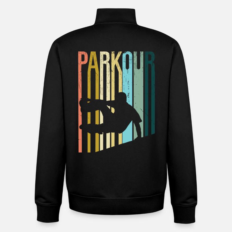 Parkour Rétro - Sweat zippé unisexe en coton bio Stanley/Stella - noir
