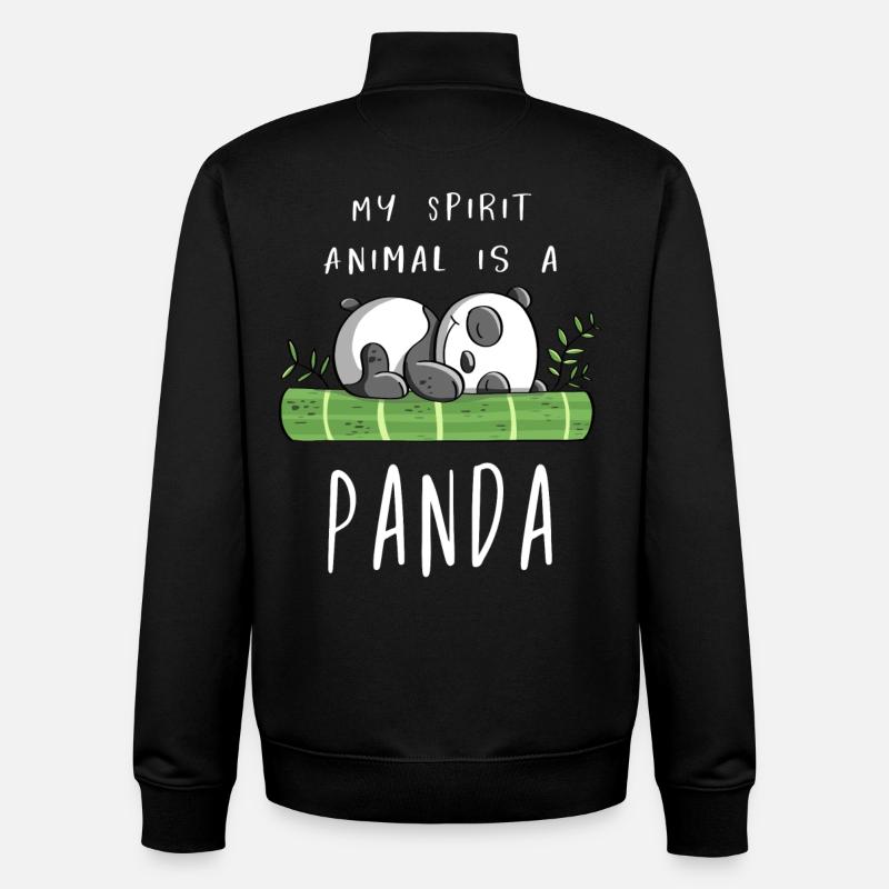 Mon esprit Animal est un panda - Panda Bear - Comic - Sweat zippé unisexe en coton bio Stanley/Stella - noir