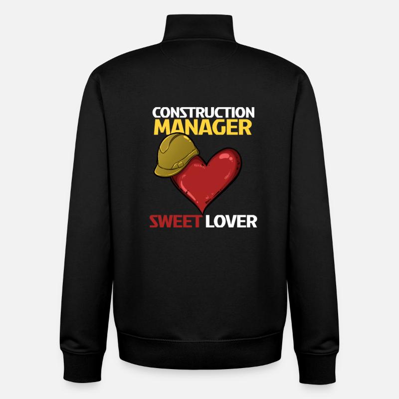 Construction Worker Heart Love Design - Unisex Organic Zip Sweatshirt by Stanley/Stella - black