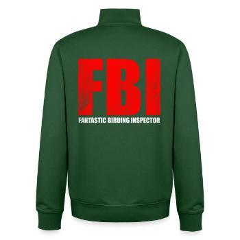 FBI Birding Inspector Design - Unisex Organic Zip Sweatshirt by Stanley/Stella - bottle green - Back - AI Model Male 185 dark (185cm)