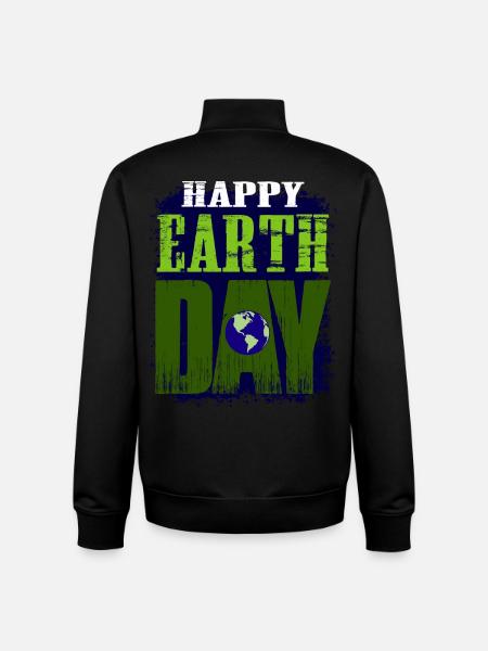 GLÆDELIG JORD DAG Motiverende design - Stanley/Stella unisex sweatshirt med lynlås i økologisk - sort