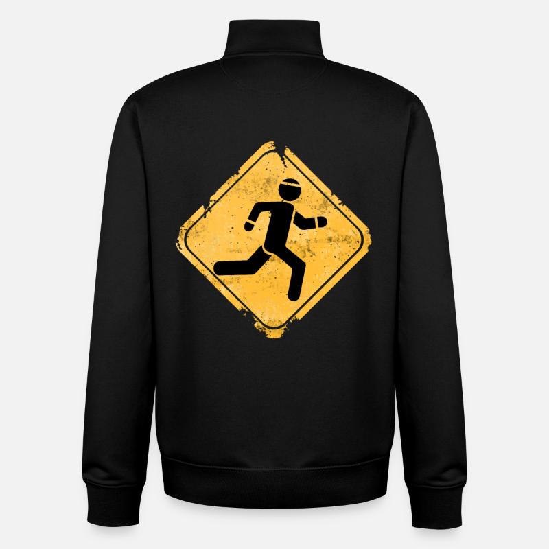 Grunge Runner Überquerungs-Warnschild - Unisex Organic Zip Sweatshirt von Stanley/Stella - Schwarz