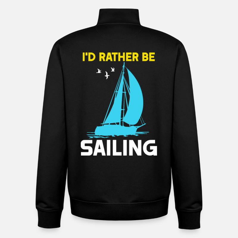 I'd rather be Sailing - Unisex Organic Zip Sweatshirt by Stanley/Stella - black