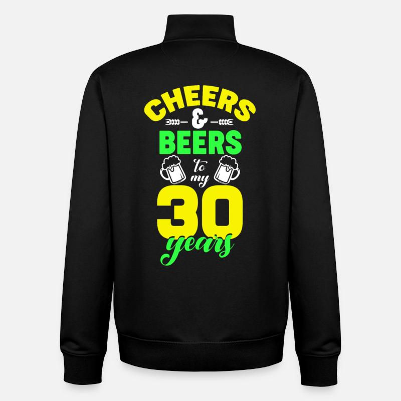 Acclamations et bières - 30e anniversaire - Sweat zippé unisexe en coton bio Stanley/Stella - noir