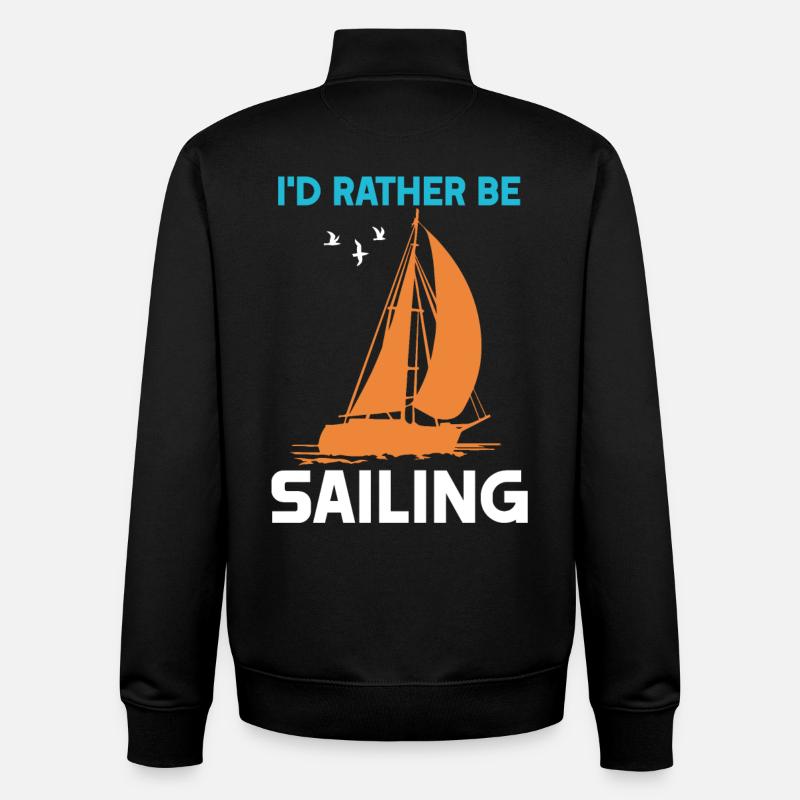 I'd rather be Sailing - Unisex Organic Zip Sweatshirt von Stanley/Stella - Schwarz