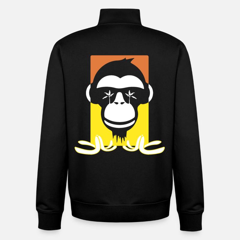 Drôle de singe - Sweat zippé unisexe en coton bio Stanley/Stella - noir