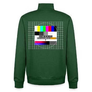 Image d’essai Fin de l’émission 80 années 90 costume de fête - Sweat zippé unisexe en coton bio Stanley/Stella - vert bouteille - Dos - AI Model Male 185 dark (185cm)