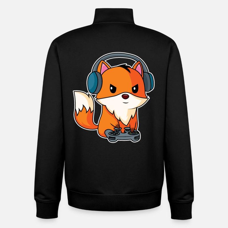 Gaming Fox - Conception Fox Player - Sweat zippé unisexe en coton bio Stanley/Stella - noir