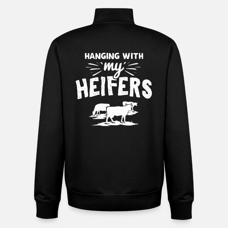 Cadeau de vaches fermières - Sweat zippé unisexe en coton bio Stanley/Stella - noir