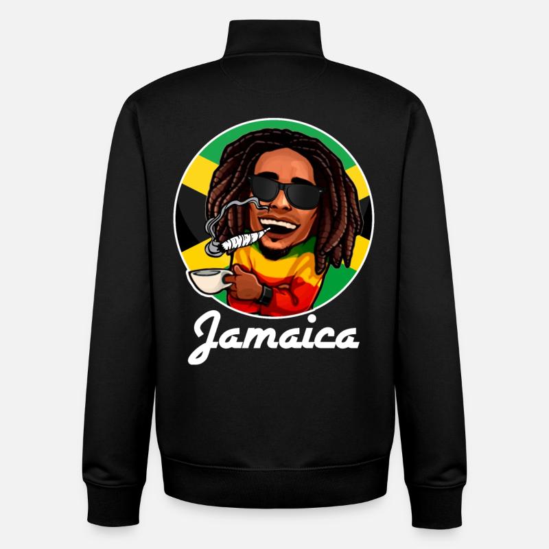 Jamaïque - Design - Sweat zippé unisexe en coton bio Stanley/Stella - noir