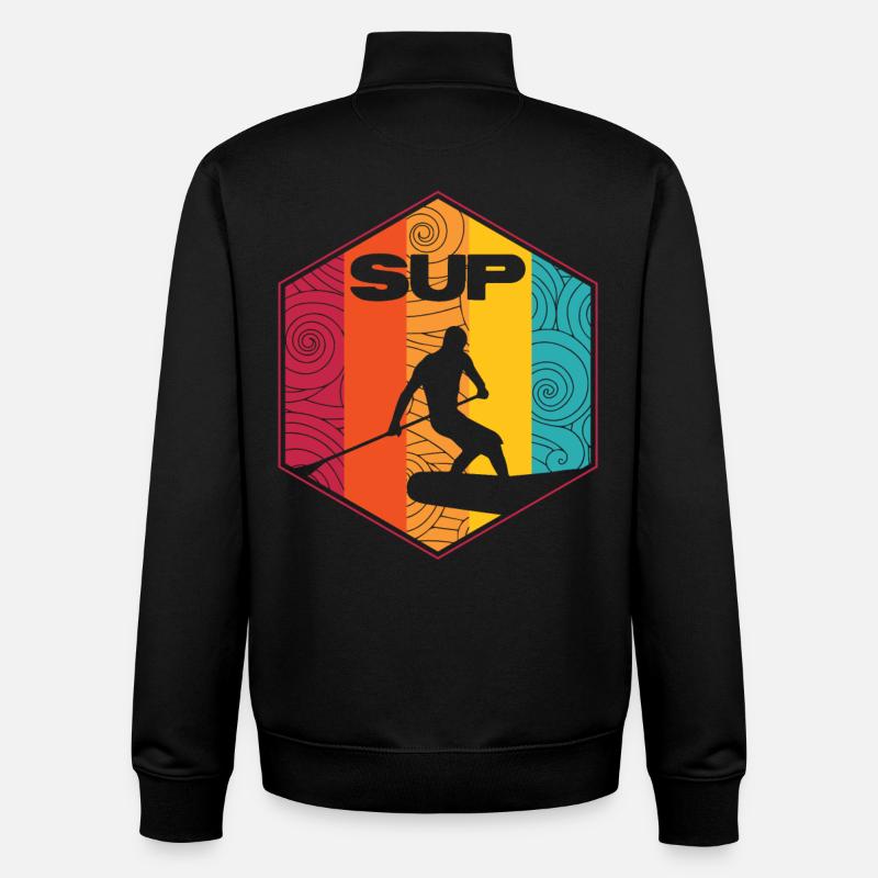 Conception de surf SUP - Sweat zippé unisexe en coton bio Stanley/Stella - noir