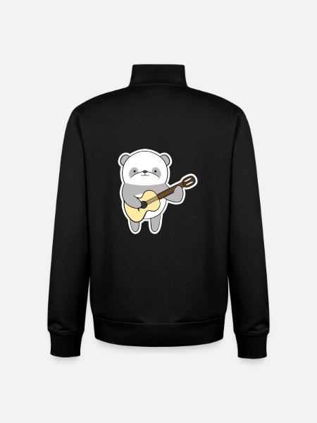 Panda with guitar - Unisex Organic Zip Sweatshirt by Stanley/Stella - black