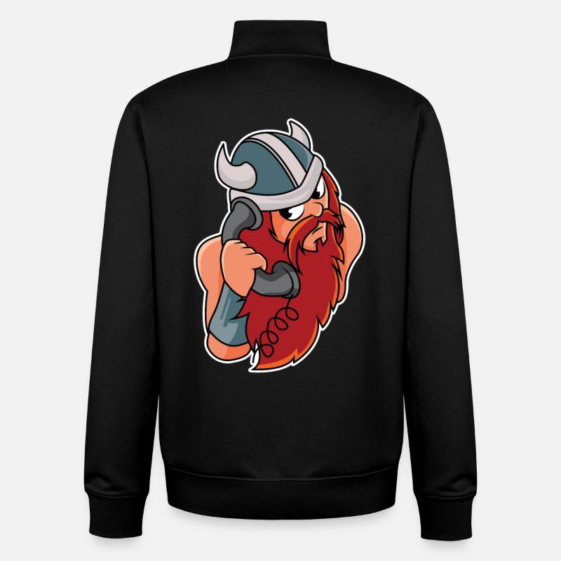 Wikinger am Telefon - Unisex Organic Zip Sweatshirt von Stanley/Stella - Schwarz