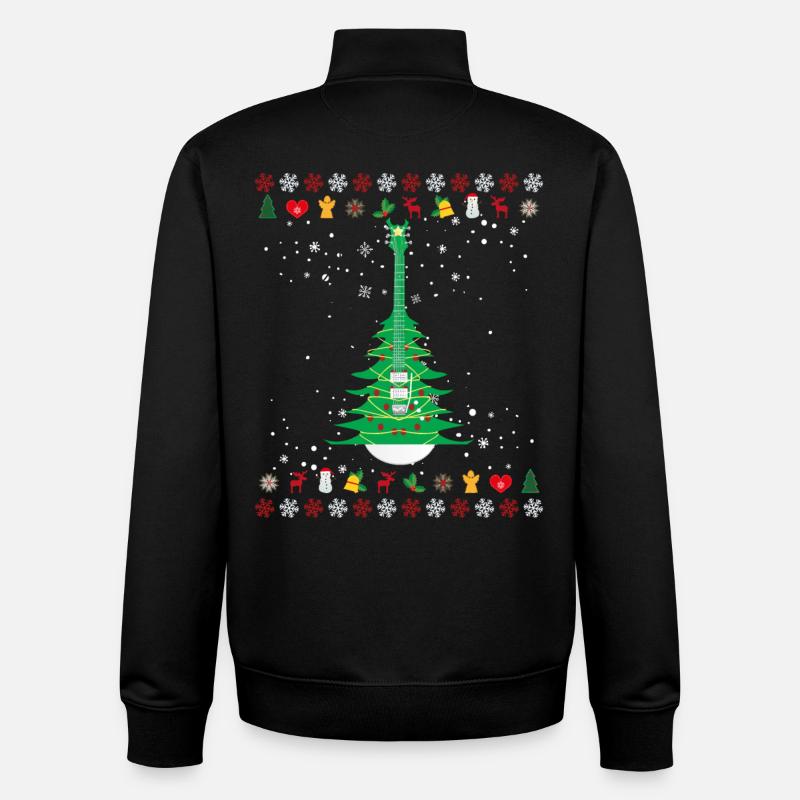 Guitar Christmas Tree - Unisex Organic Zip Sweatshirt by Stanley/Stella - black