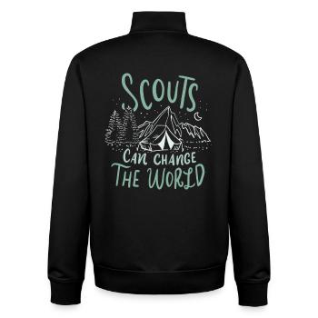 Cadeau de tentes de camping Scout - Sweat zippé unisexe en coton bio Stanley/Stella - noir - Dos - AI Model Male 185 light (185cm)