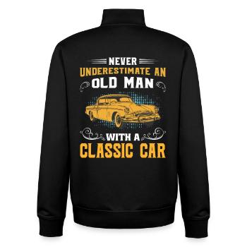 Ne sous-estimez jamais un vieil homme avec une voiture classique - Sweat zippé unisexe en coton bio Stanley/Stella - noir - Dos - AI Model Male 185 light (185cm)