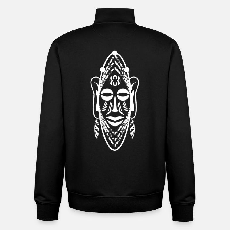 African mask - tribal rituals - symbol - Unisex Organic Zip Sweatshirt by Stanley/Stella - black