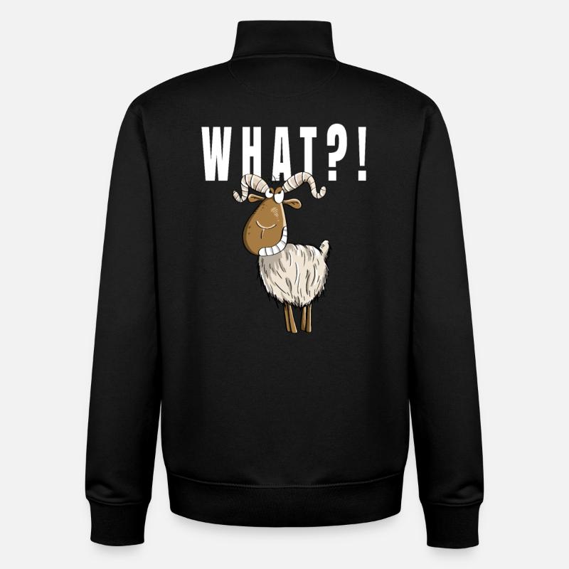 What ?! Drôle de chèvre - Sweat zippé unisexe en coton bio Stanley/Stella - noir