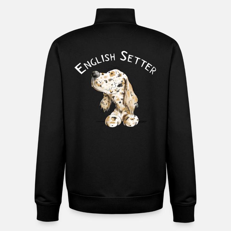 Englischer Setter I Hunde Comic Geschenk - Unisex Organic Zip Sweatshirt von Stanley/Stella - Schwarz