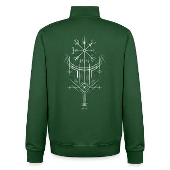 Vegvisir Runes Compass - Vikings Celtes germaniques - Sweat zippé unisexe en coton bio Stanley/Stella - vert bouteille - Dos - AI Model Male 185 dark (185cm)
