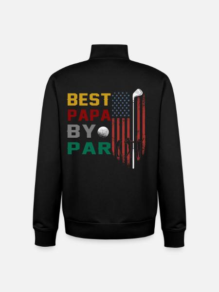 best papa by par funny golf - Unisex Organic Zip Sweatshirt by Stanley/Stella - black