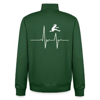 Leichtathletik Hürdenläufer Herzschlag - Unisex Organic Zip Sweatshirt von Stanley/Stella - Flaschengrün - Hinten - AI Model Male 185 dark (185cm)