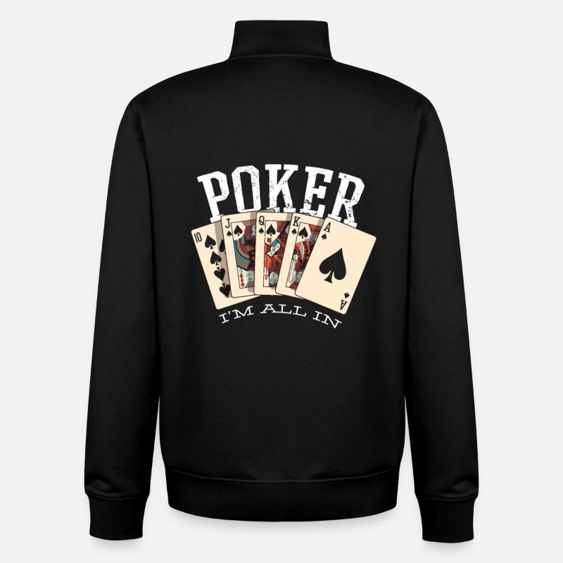 Poker Quinte Flush Royale - Sweat zippé unisexe en coton bio Stanley/Stella - noir