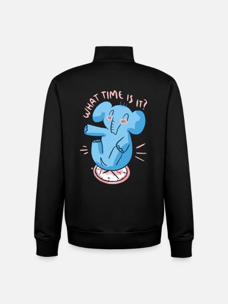 Elephant Clock - Unisex Organic Zip Sweatshirt by Stanley/Stella - black