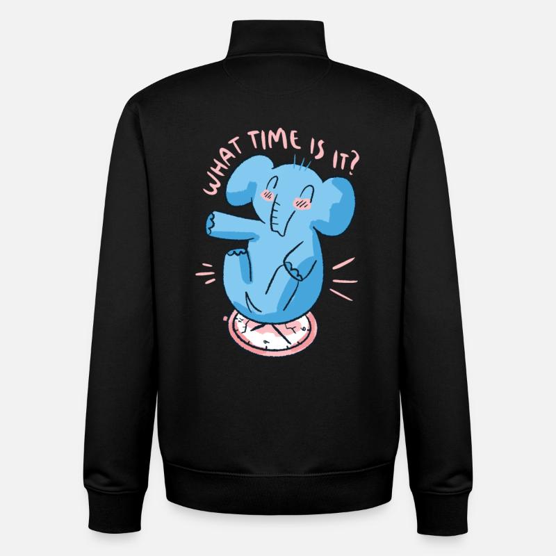 Elephant Clock - Unisex Organic Zip Sweatshirt by Stanley/Stella - black