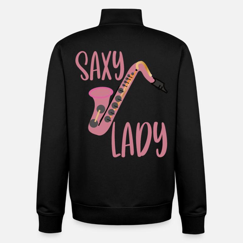 Saxophone Saxophoniste Saxophone Saxy Lady - Sweat zippé unisexe en coton bio Stanley/Stella - noir
