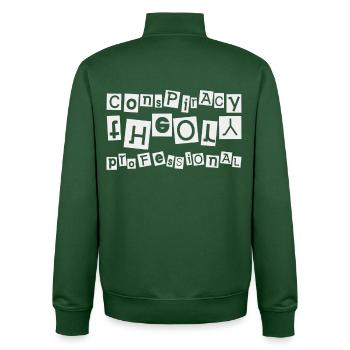 Professionnel de la théorie du complot - Complot - Sweat zippé unisexe en coton bio Stanley/Stella - vert bouteille - Dos - AI Model Male 185 dark (185cm)