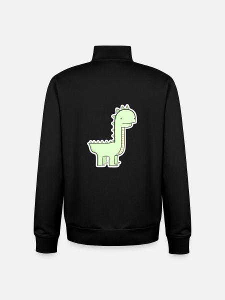 Pastel Green Dino Cartoon - Unisex Organic Zip Sweatshirt by Stanley/Stella - black