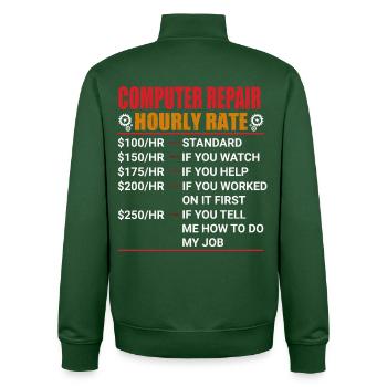 Computer - Unisex Organic Zip Sweatshirt von Stanley/Stella - Flaschengrün - Hinten - AI Model Male 185 dark (185cm)
