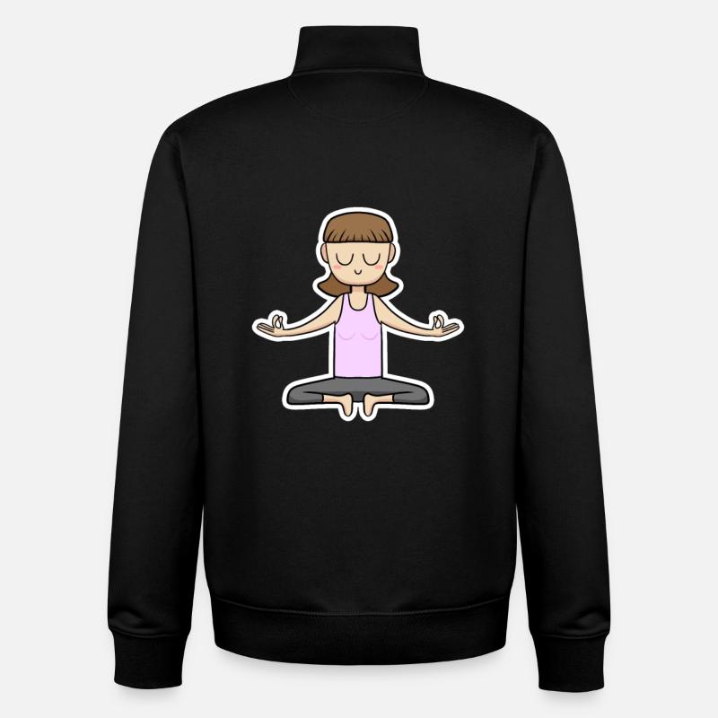 Dessin animé de méditation - Sweat zippé unisexe en coton bio Stanley/Stella - noir