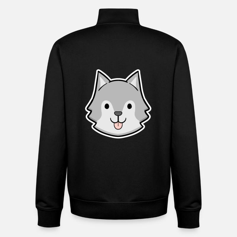 Fröhlicher Husky Kopf Sticker - Unisex Organic Zip Sweatshirt von Stanley/Stella - Schwarz