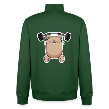Kraft Bär Athlet - Unisex Organic Zip Sweatshirt von Stanley/Stella - Flaschengrün - Hinten - AI Model Male 185 dark (185cm)