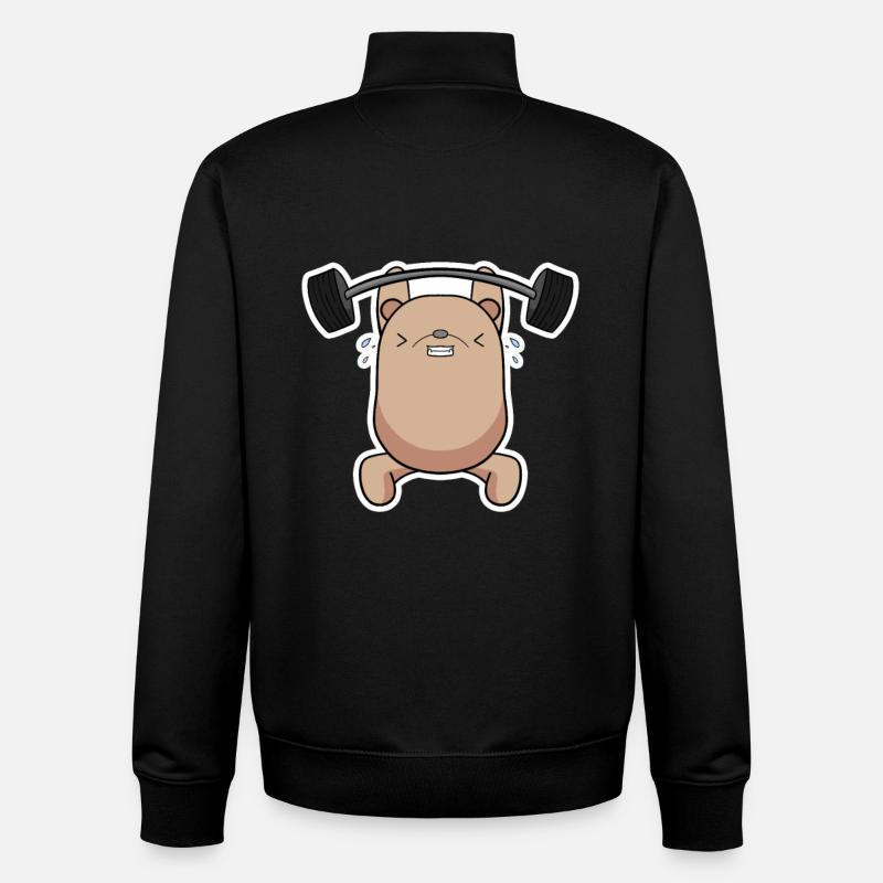 Athlète Kraft Bear - Sweat zippé unisexe en coton bio Stanley/Stella - noir