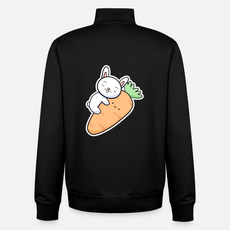 Lapin Carotte - Sweat zippé unisexe en coton bio Stanley/Stella - noir